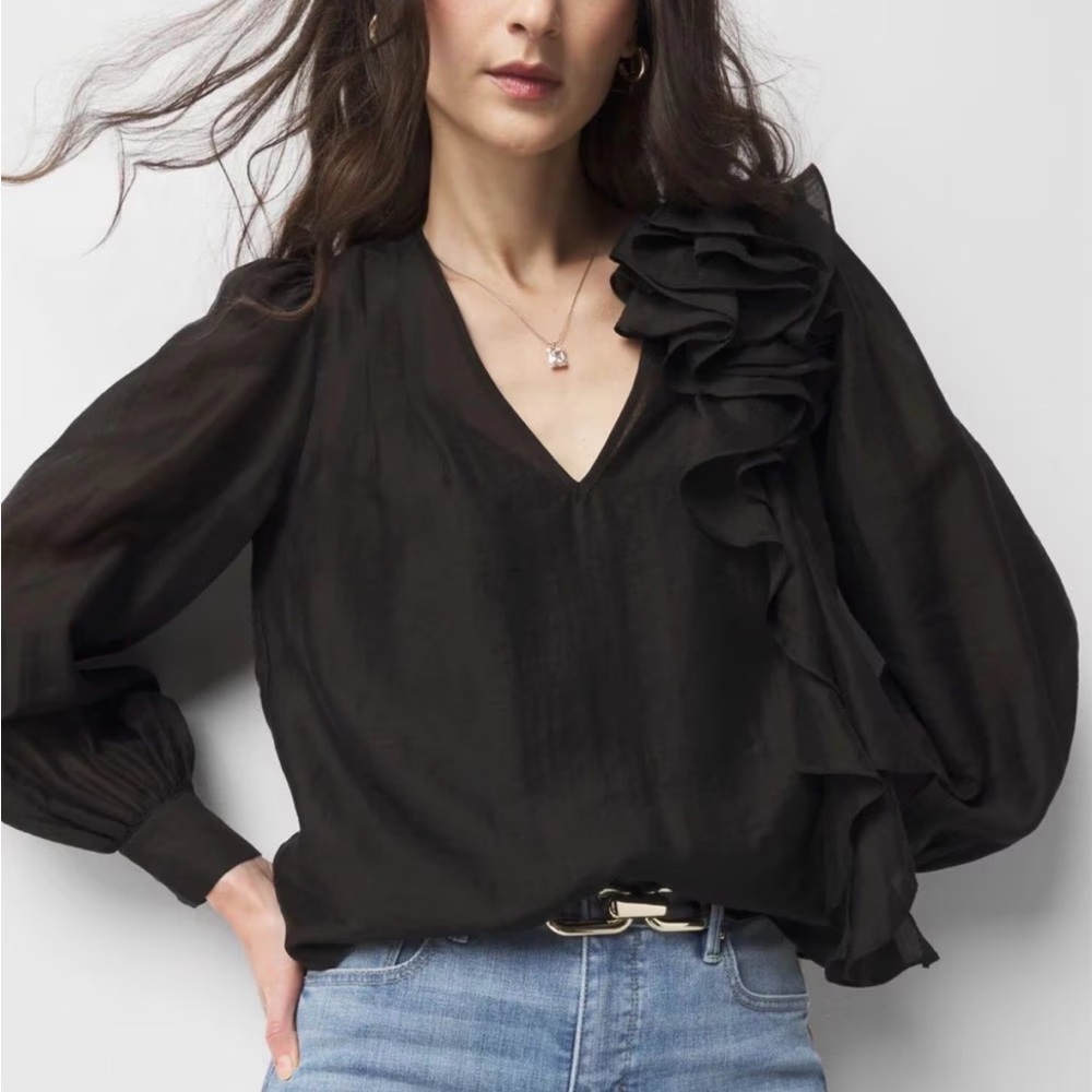 NWOT WHBM Ruffle Statement Blouse